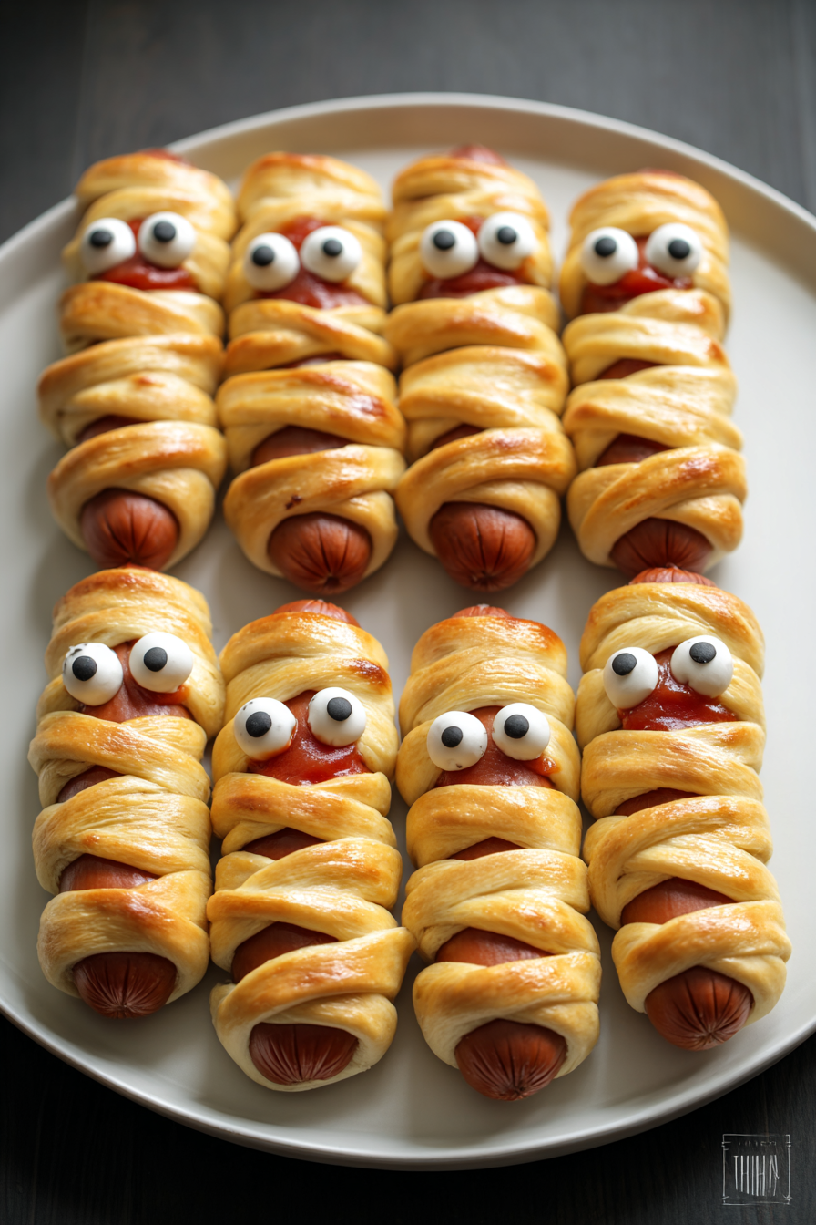 Mummy Hot Dogs – Spooky Snacks with Crescent Rolls for Halloween